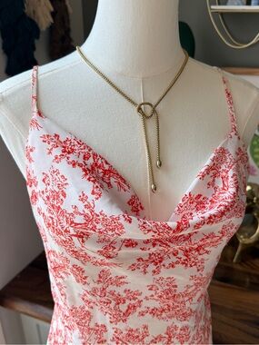 Urban Outfitters Red Toile Print Cowl Neck Mini Dress